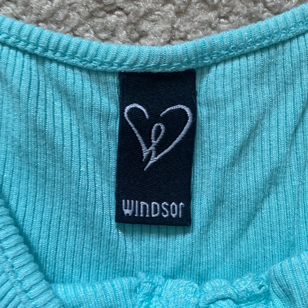 NWOT Windsor Turquoise Adjustable Tank Top With Ruching & Ruffles - Picture 4 of 5